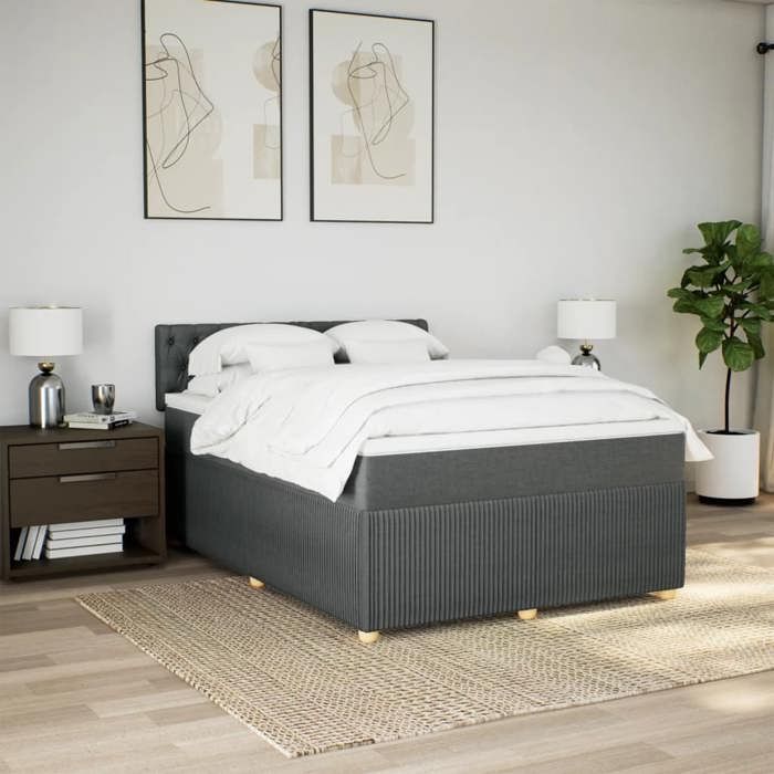 VidaXL Sommier à lattes de lit avec matelas Gris foncé 140x200cm Tissu 3287487