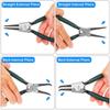 4pcs 7" Snap Ring Pliers Set Circlip Pliers Kit with Straight/Bent Jaw for Ring Remover Retaining and Remove Hoses Gaskets