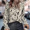2023 Zebra Print Long Sleeve Half-high Collar Blouse Fashion Womens Clothes Temperament Tops PolyesterLoose Office Shirt 24644