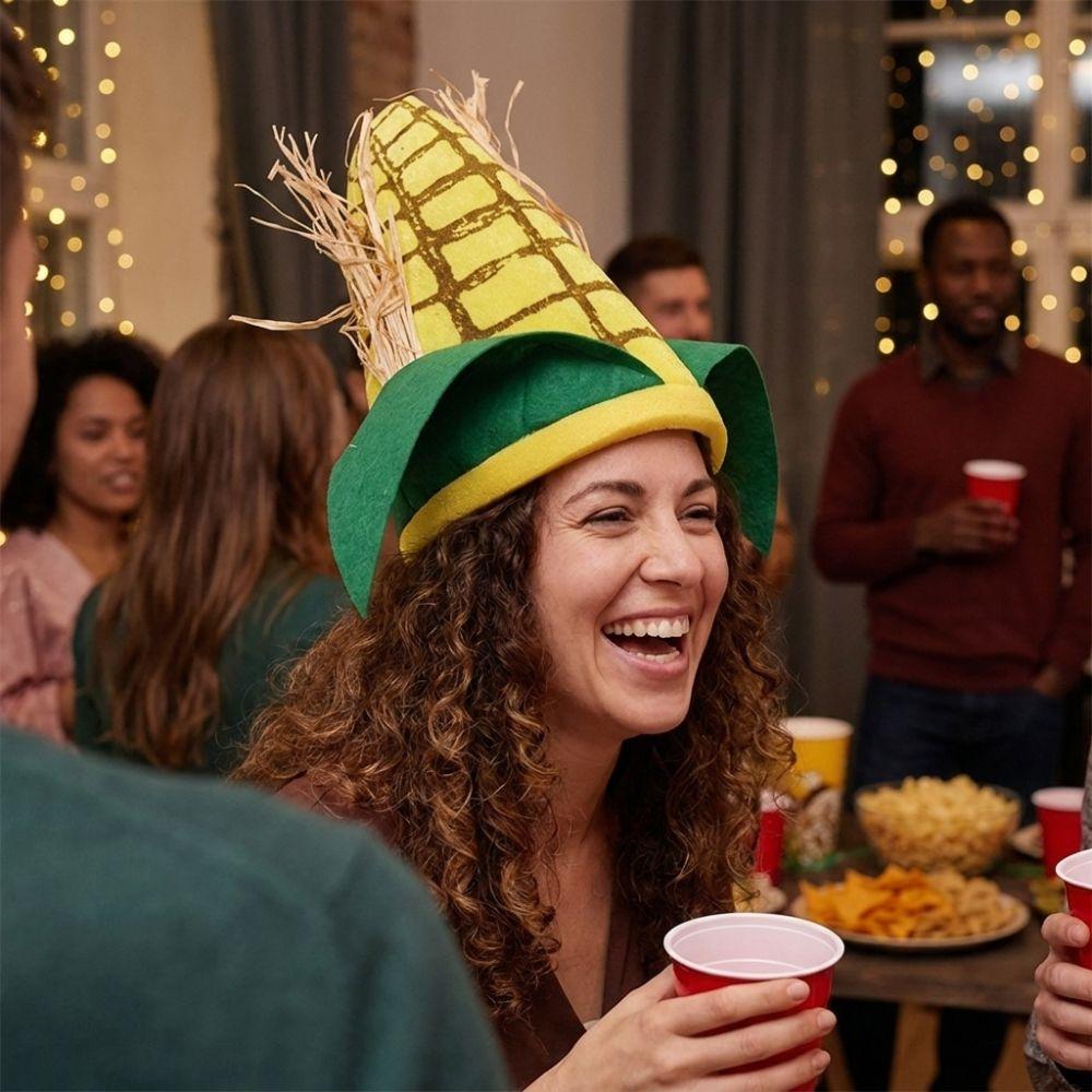 Comfortable Elastic Fit Corn Shaped Funny Party Hat Soft Felt Quirky Cosplay Cap  Halloween