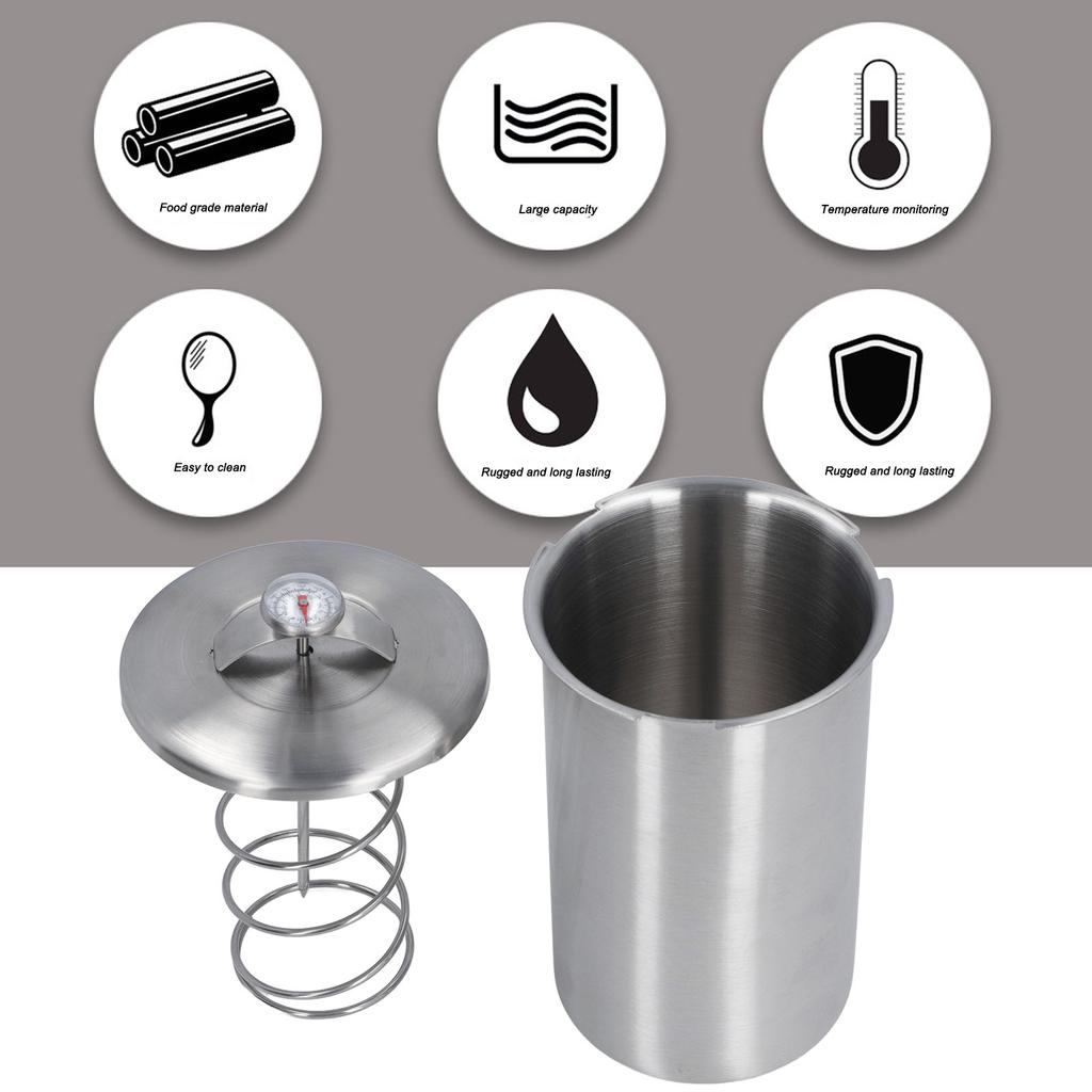 Meat Press Cooker Ham Maker 304 Stainless Steel Kitchen Meat Press Cooking Barrel with Thermometer f