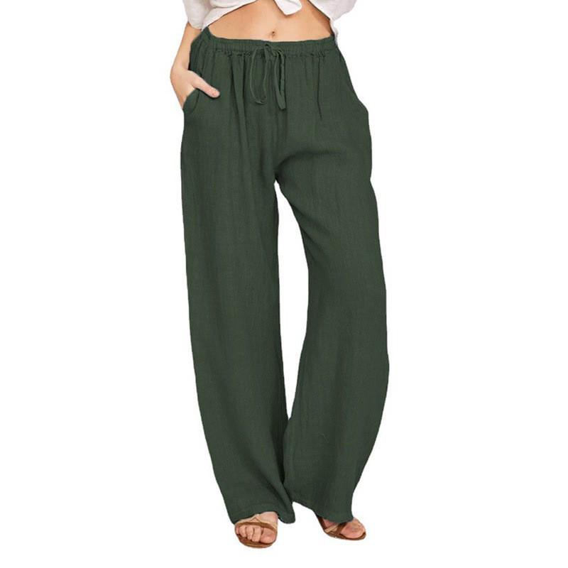 2024 Plus Size Women's Casual Loose Cotton & Linen Long Pants - European & American Style