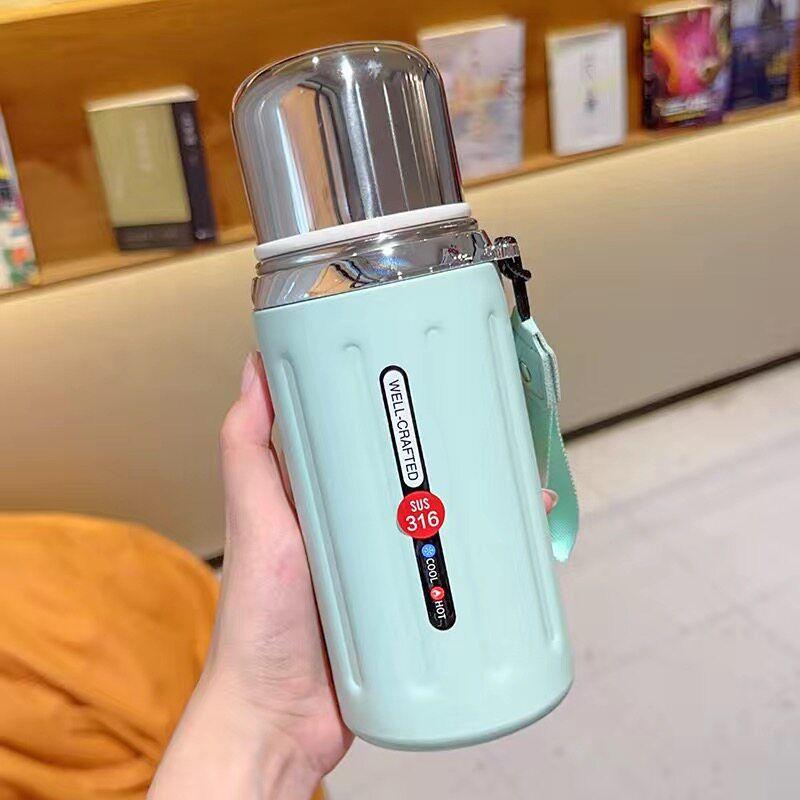 316 Stainless Steel Car-Mounted Large-Capacity Insulated Cup, New Tea-Water Separation Tea Brewing Cup, High-Value Pop-Up Lid Cup