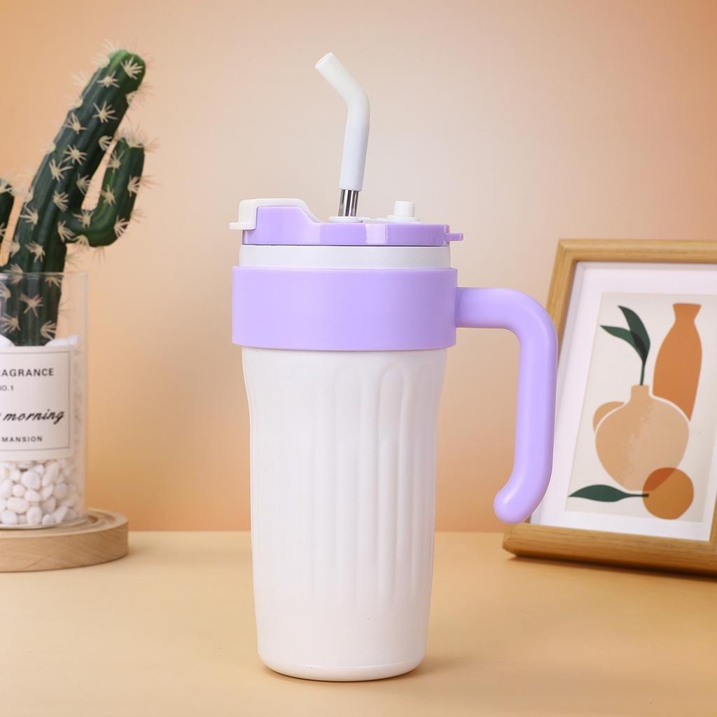 New American handle coffee cup 111 stainless steel thermos cup Big Mac large capacity straw ice cup