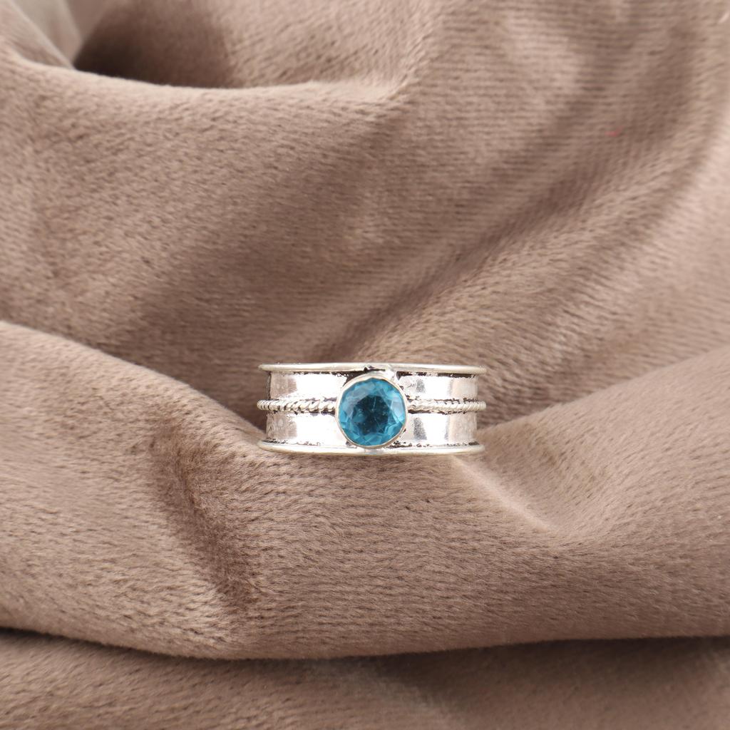 Swiss Blue Topaz Gemstone Ring, Handmade Dainty Jewelry, 925 Sterling Silver Ring, Spiritual Silver Ring Gift For Her