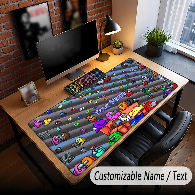 Custom Name Text Big Mouse Pad,Among Us Soft Non Slip Extended Desk Mat For Home Office