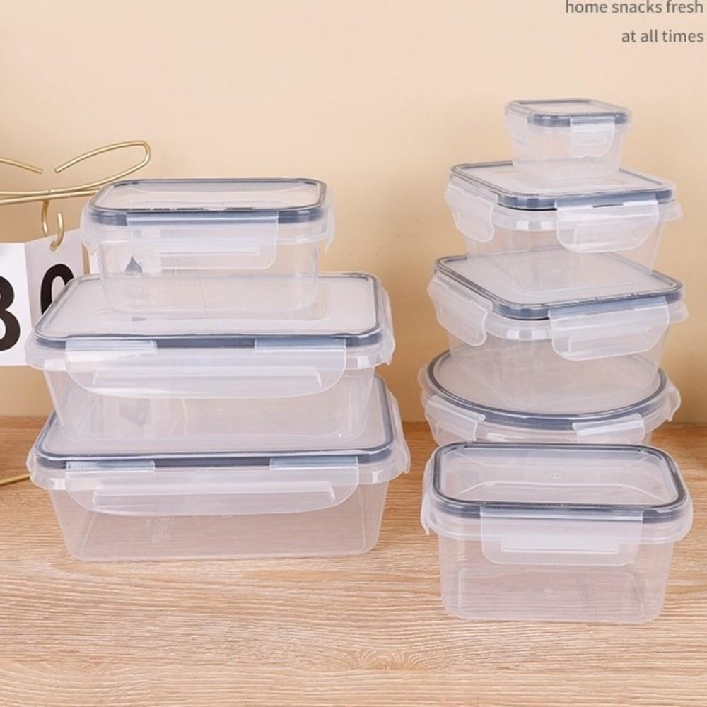 Transparent Airtight Food Containers Snap Lids Sealed Food Storage Containers Stackable Leakproof Refrigerator Storage Box