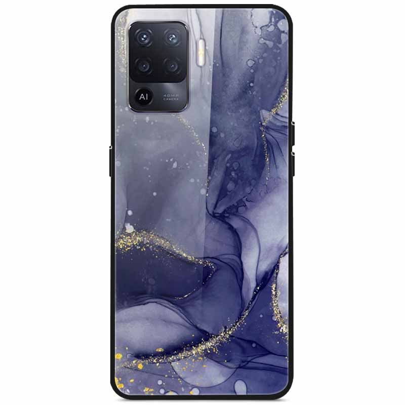 Tempered Glass Case For Oppo Reno5 Lite Hard Back Cover for Oppo Reno 5 Lite Luxury Painted Reno5Lite Funda 6.43'' Shockproof