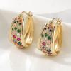 Delicate Sparking Golden Plated Inlaid Colored Synthetic Zirconia Hoop Earrings for Women  Banquet Wedding Jewelry Crafts