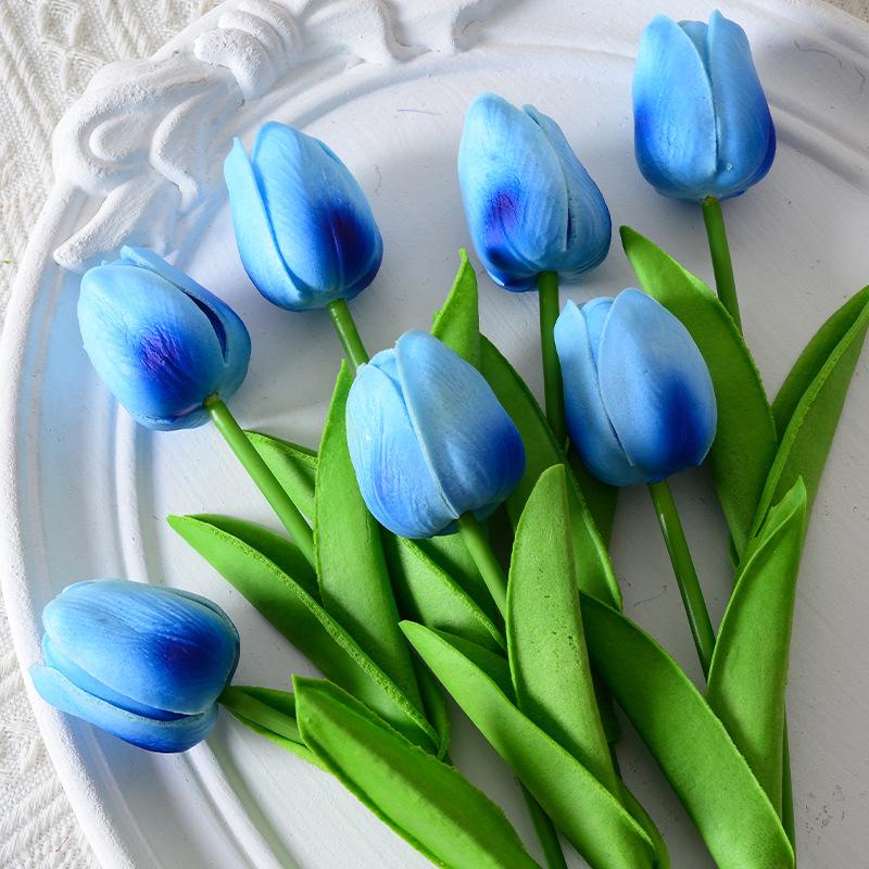 Mini PU Tulip Artificial Silk Flowers for Wedding and Home Decoration