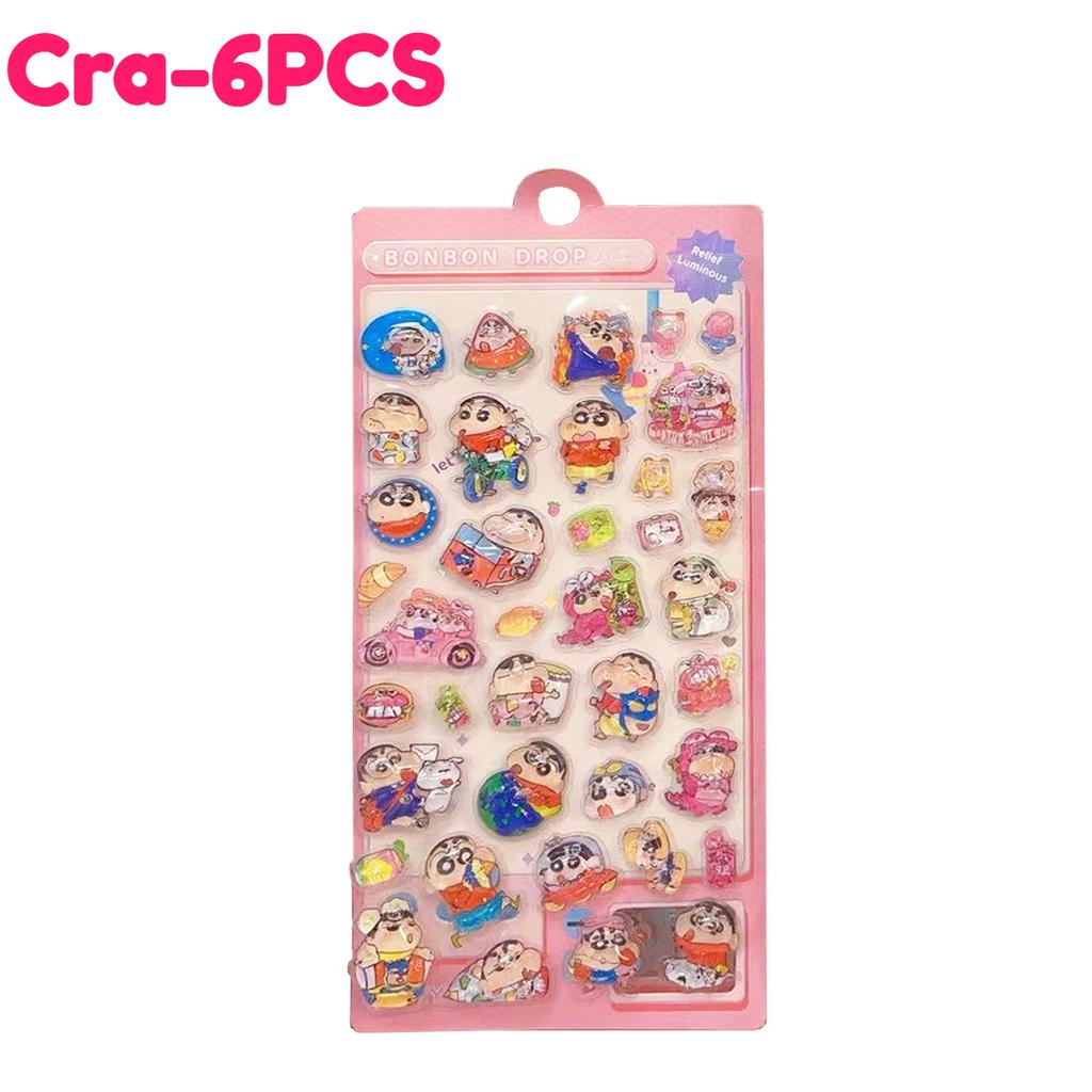 2025Kawaii Crayon Shin Chan Cartoon 3D PET Relief Water Sticker Cute DIY Mobile Phone Case Decoration Sticker
