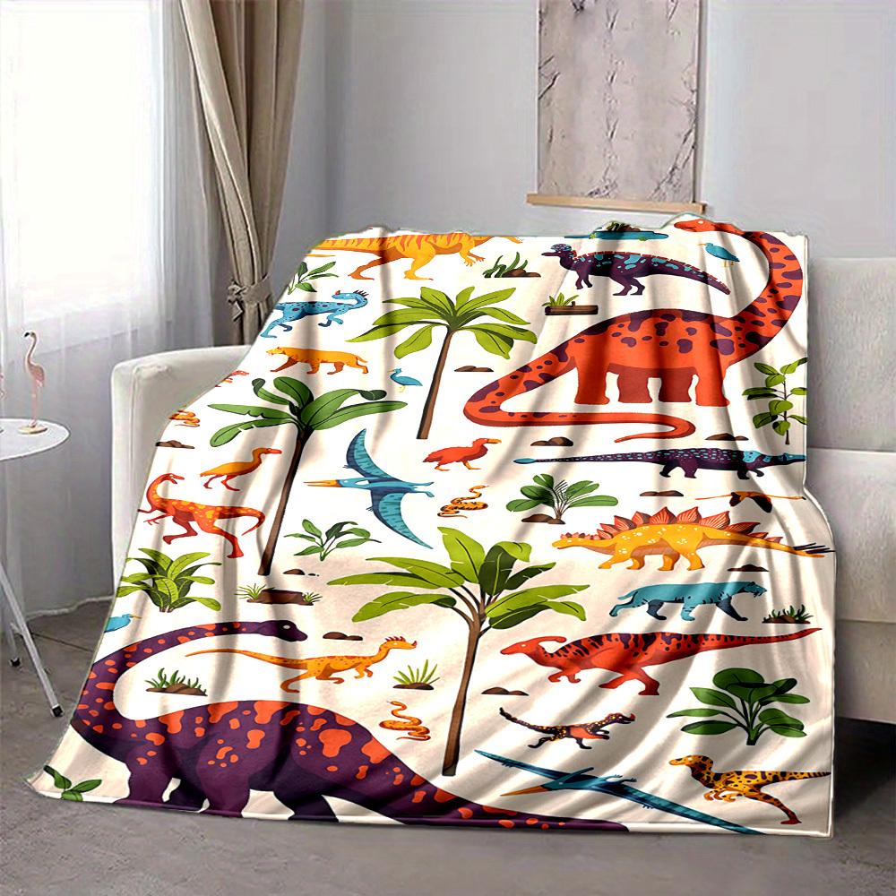 1pc Dino World Lightweight Flannel Blanket, Comfortable and Warm Blanket, for Office and Camping Sofa Bed077