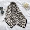 Spring and Summer New Letter Small Square Scarf Silk Scarf Herringbone Pattern Imitation Velvet Light and Soft Shawl Scarf Headscarf Scarf Female