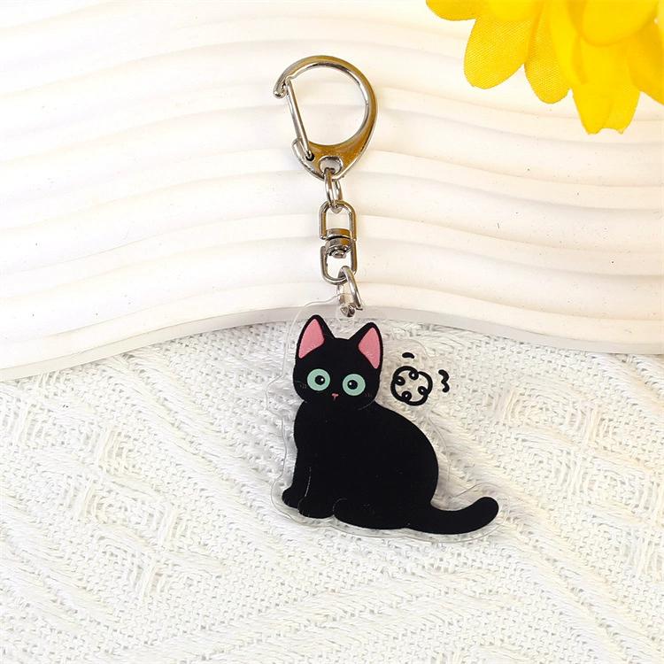 Lovely Cat Keychains Cow Cat British Shorthair Acrylic Pendant Children Funny Keychains Girl's Schoolbag Ornament