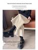 2024 Autumn/Winter Women's Black High-Waisted Woolen Wide-Leg Pants