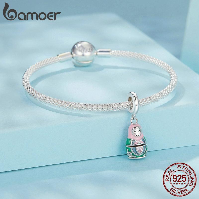 BAMOER Solid 925 Silver Matryoshka Doll Charm Bead fit Original Bracelet & Necklaces Jewelry DIY bamoer Charm SCC2901