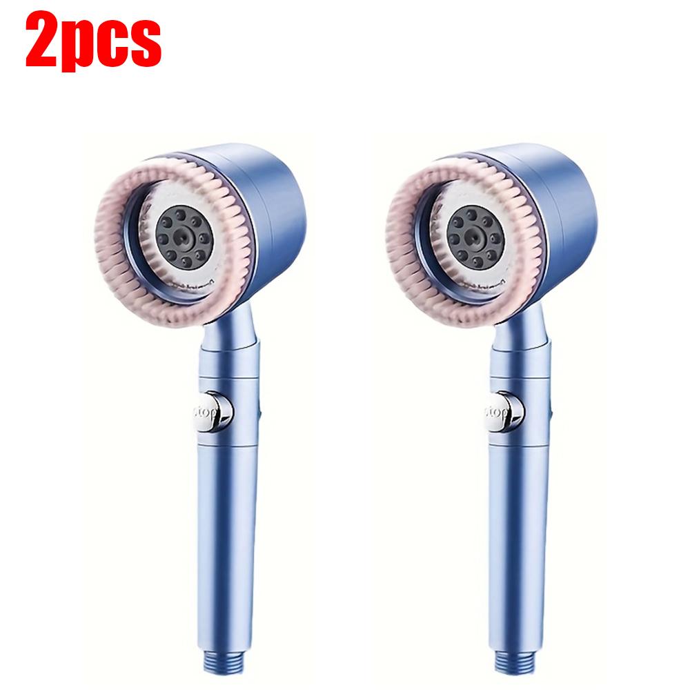 Pommeau de douche 5+1 modes avec brosse de massage ABS Haute pression Économie d'eau Portable Filtre de salle de bain Pommeau de douche Arrêt d'eau à une touche