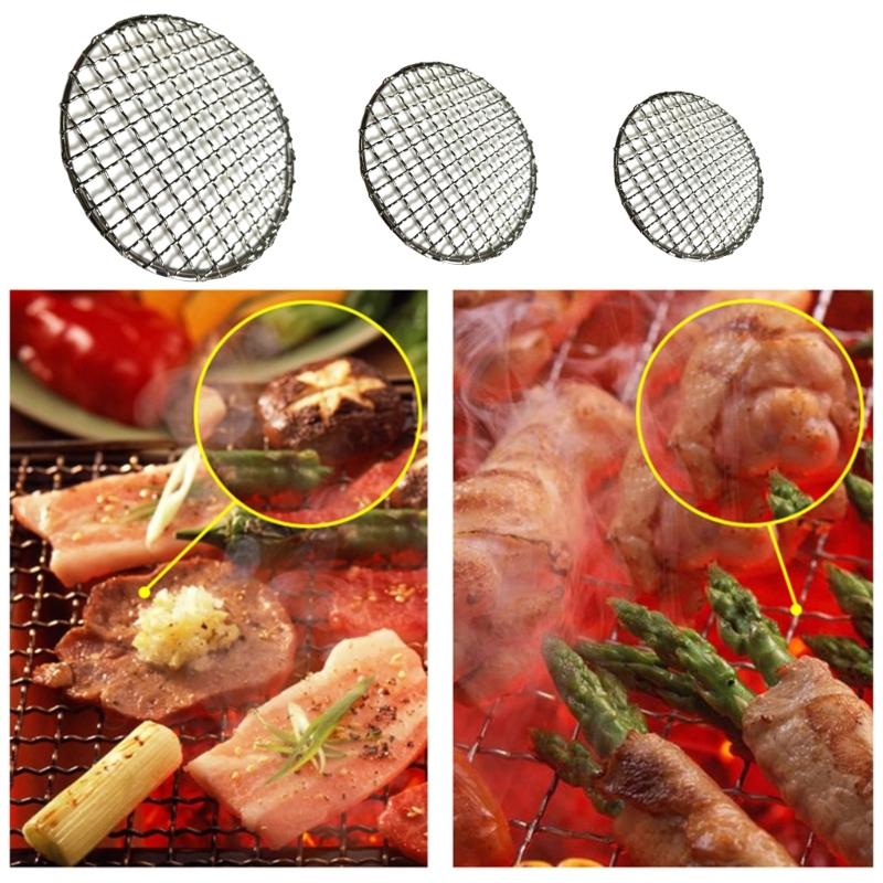Multi-sizes Round Barbecue Camping Pot Rack Stainless Steel Grill Grate Mesh Pad Firewood Bushcraft- Grill for Outdoor