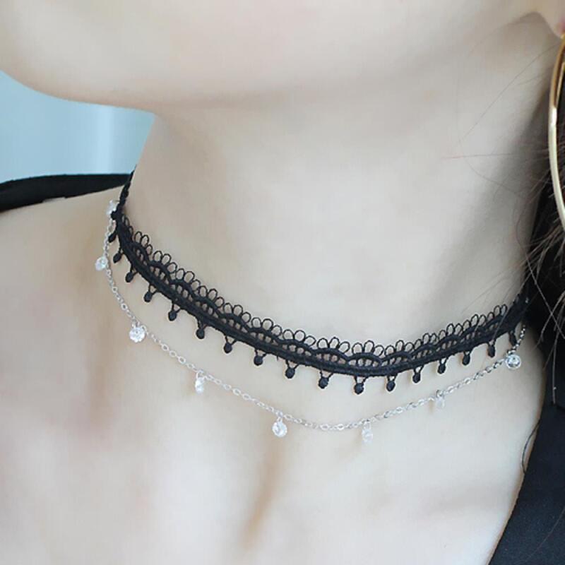 Binmiyu Layered Chain Lace Decoration Women