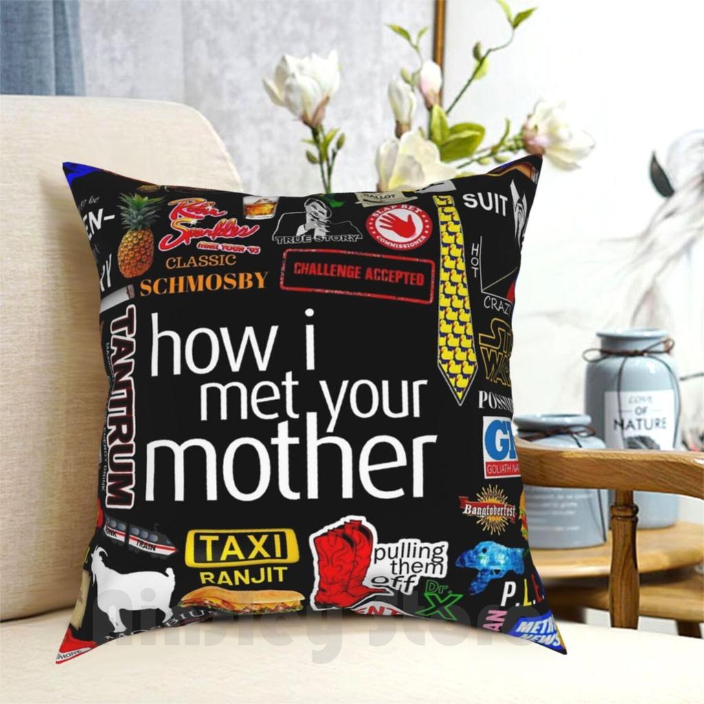 How I Met Your Mother Collage Poster IconographicInfographic Pillow Case Printed Home Soft DIY Pillow Cover Himym How I