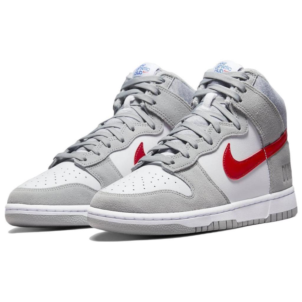 Nike Dunk High SE Athletic Club - Light Smoke Grey Gym Red Men Sneakers White DJ6152-001