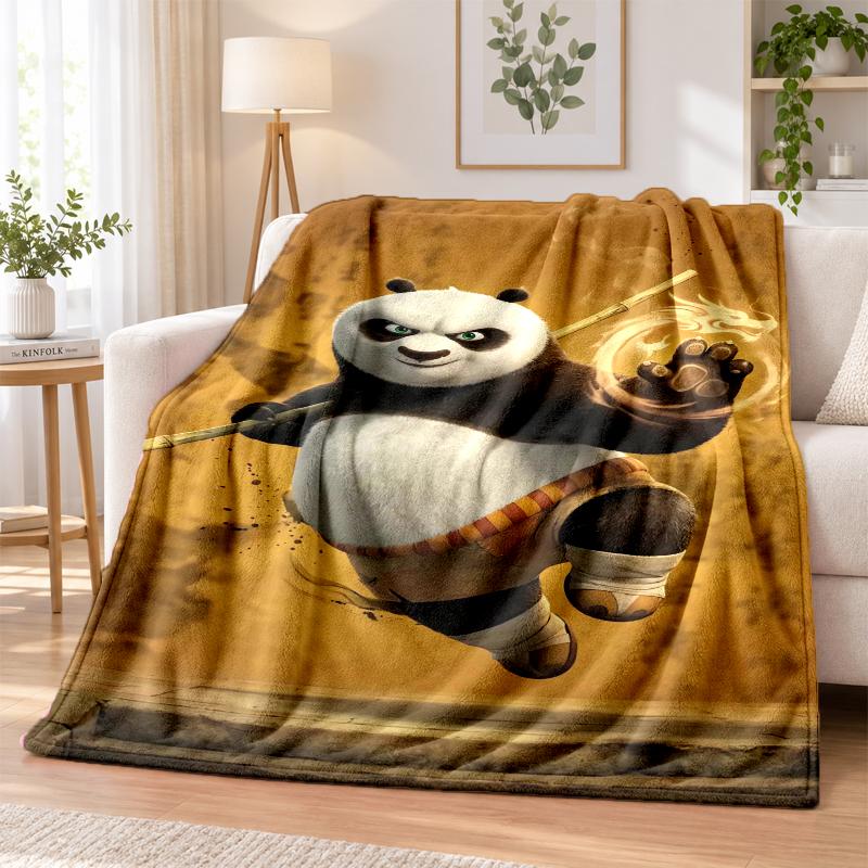 Kung Fu Panda Flannel Throw Blanket Soft Warm Cozy For Sofa Bed Indoor Home Bedroom Use