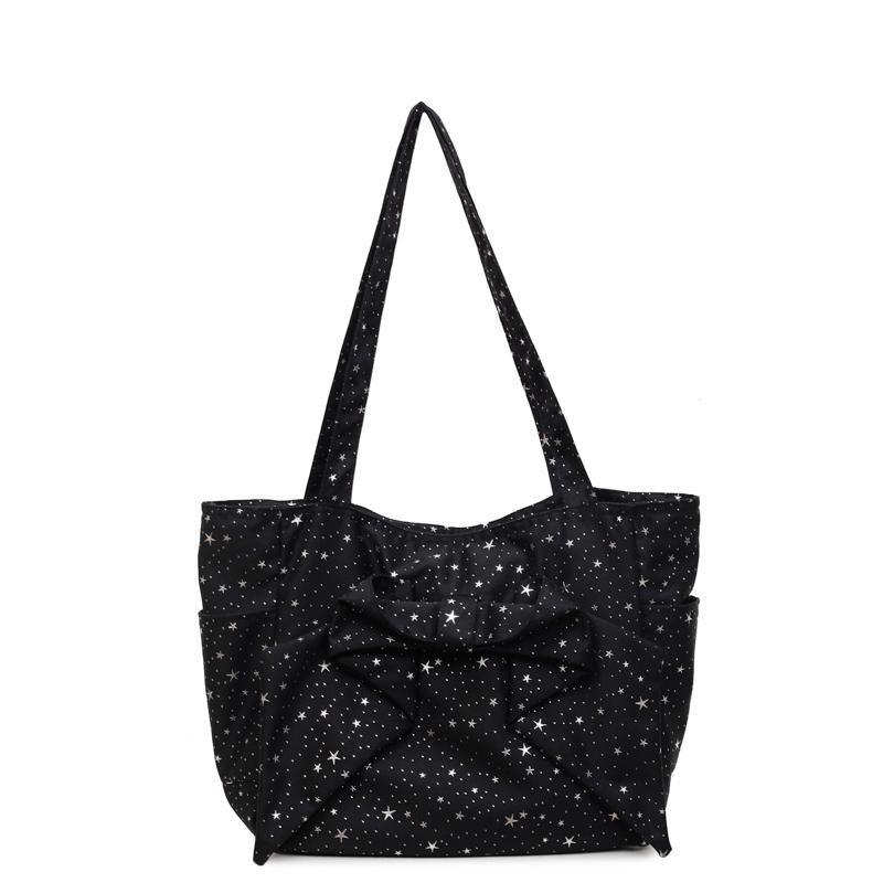 

Nyl Zipper Large Capacity Shoulder Bags 2026 Bow Bling Delicate Women s Bags Casual Versatile Persality Tote Bags чёрный
