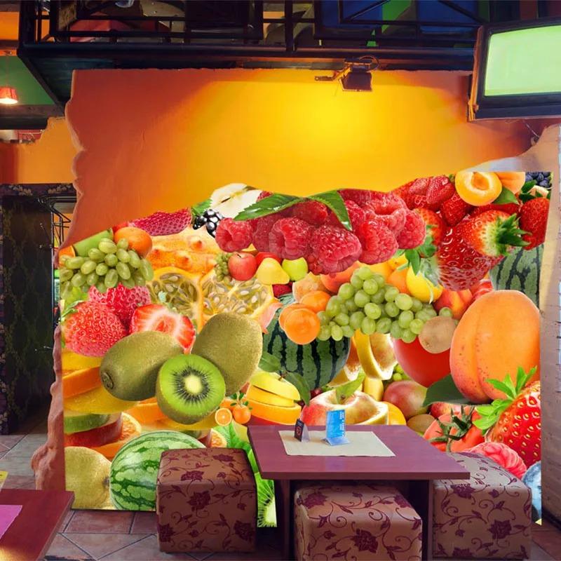 Modern Creative Wall Papers 3d Fresh Fruit Mural Restaurant Cafe Fruit Store Backdrop Wall Mural Decor