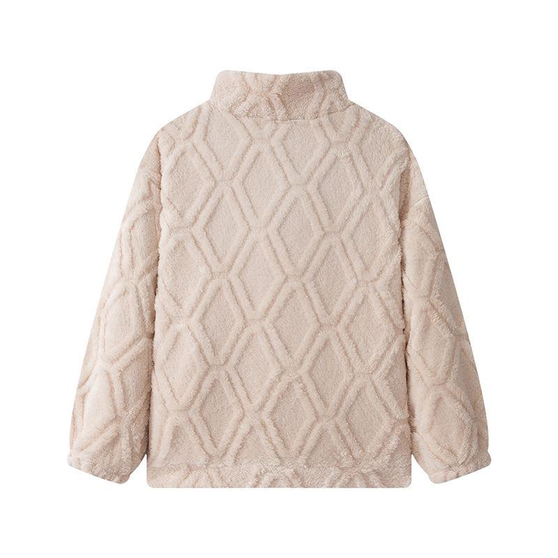 Coat for Women Plush Autumn Winter Thickened Fleece Jacket High Neck Oversize Casual Zipper Coat