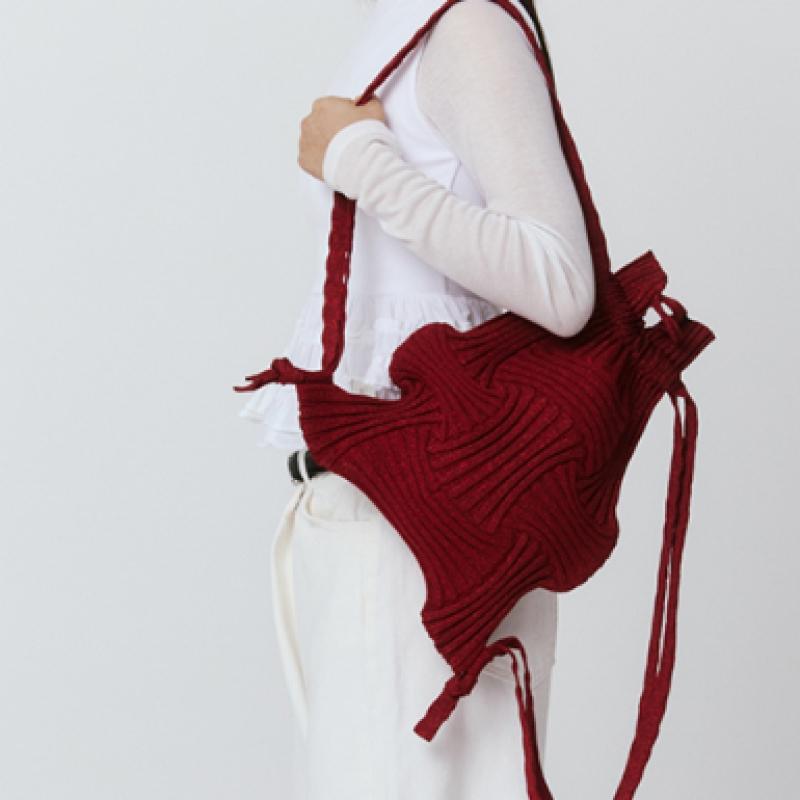 Pleatsmama Mochila Nova com Laço Bordô Glitter