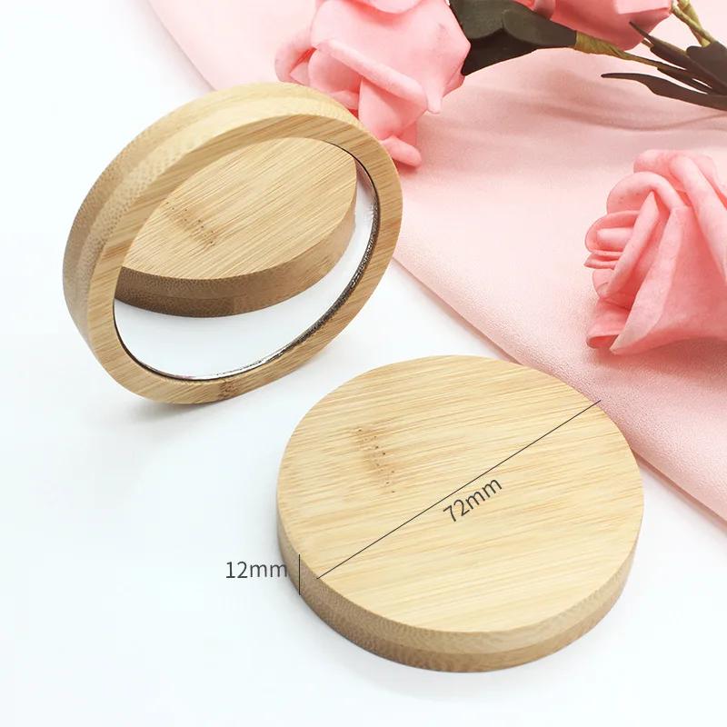 10 Stück Kosmetikspiegel Mini Tasche Reise Klein Kosmetik Hand Holz Holz Kompaktspiegel