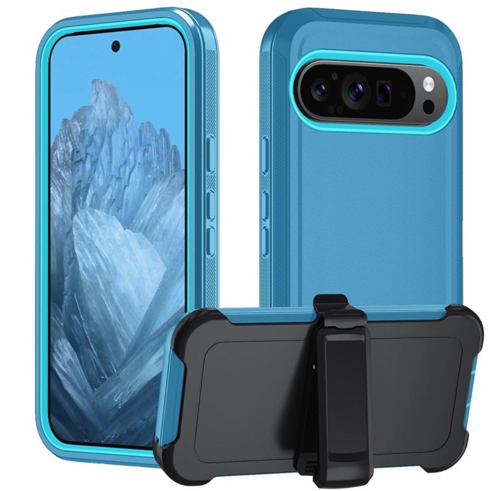 

Rugged Armor Shockproof Case for Google Pixel 10 9 8 Pro XL 10A 9A 8A 3-Layer Hybrid TPU+PC Protection Cover with Belt Clip Google Pixel 8 небо синє кольору