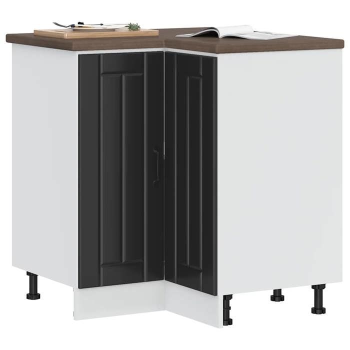VidaXL Lucca Black Engineered Wood Kitchen Corner Cabinet, Corner Cabinet, Corner Sink Unit,, Corner Unit 853748