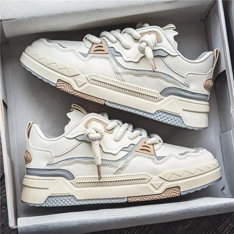 Trendschuhe für Herren Brotschuhe Weben Schnürschuhe Herren-Sneakers Herren Patchwork-Sneakers Straßen Hip Hop Klobige Herren-Sportschuhe