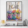 Set de Peinture Diamant 5D Fleurs Colorées, Kit DIY Pierre Précieuse Ronde Cristal Point de Croix Artisanat, Décoration Murale Décorative pour la Maison