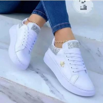 Moda Zapatos Nuevos Mujer Cordones Zapatos Vulcanizados de Mujer Exterior Zapatillas de Mujer Punta Redonda Plano con Plataforma Zapatos Casuales de Señora 35-43