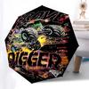Monster Truck Themed Travel Umbrella 8 Ribs Automatic Opening and Closing, Portable Folding Design, Compact and Stylish Umbrella Suitable fo