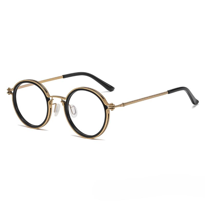 Vintage Fashion Hollow Design Titanium Round Glasses Frame Men Women Hand-Made Eyeglasses Spectacles Frames