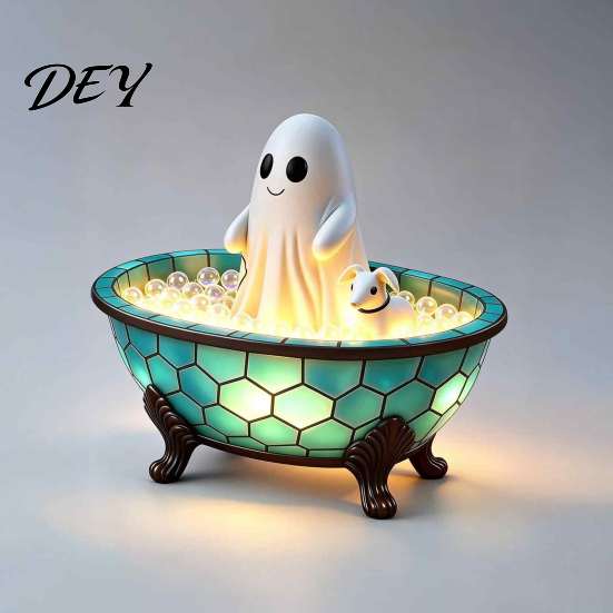 Unique Holiday Gifts for Friends Ghost Bubble Bath Lamp, Cute Night Light Halloween Decor, Decorative Bathtub & Puppy Lamp Indoor Bedroom Living Room