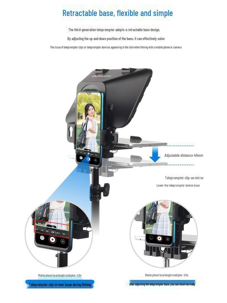 Baisiyue T3 Teleprompter for Mobile & DSLR Cameras - Perfect for Douyin Live Streaming and Video Interviews
