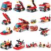 City Fire Truck Building Blocks 12-in-1 Transformable DIY Assembly Interlocking Toy Car