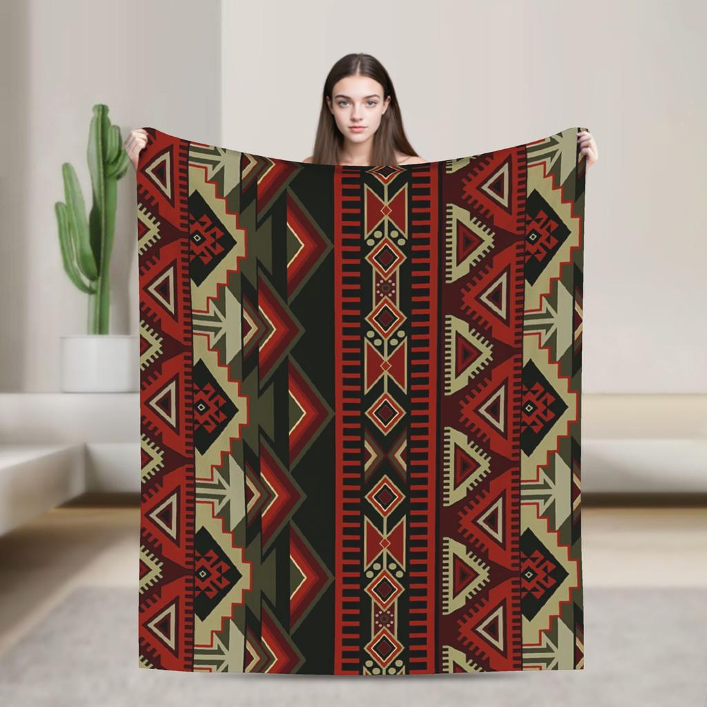 African Tribal Geometric Art Super Soft Blanket  Picnic Plush Throw Blanket Pattern Home Decor Flannel Bedspread Sofa Bed Cover