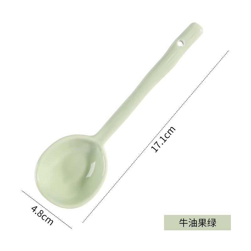 Long Handle Solid Ladle High Quality Non-toxic and Tasteless Good Looks Vintage Kitchen Supplies Ceramic Spoon Fine Workmanship