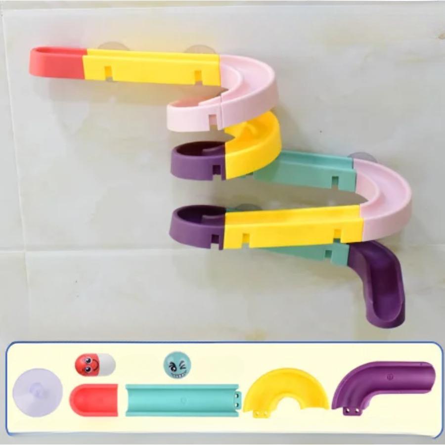24pcs Bathroom Track Toys Building Block Assembly Toys Shower Carousel Toys Water Play Toys Halloween Christmas Gift