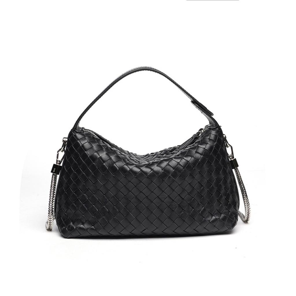 Trendy women's bags factory direct sales first layer sheepskin pure hand-woven bag portable crossbody versatile pillow bag