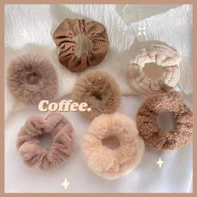 7 Pcs/Set Women Hair Scrunchies Set Plush Solid Hair Band for Girls Ponytail Holder Rubber Bands Hair Ties Hair Accessories