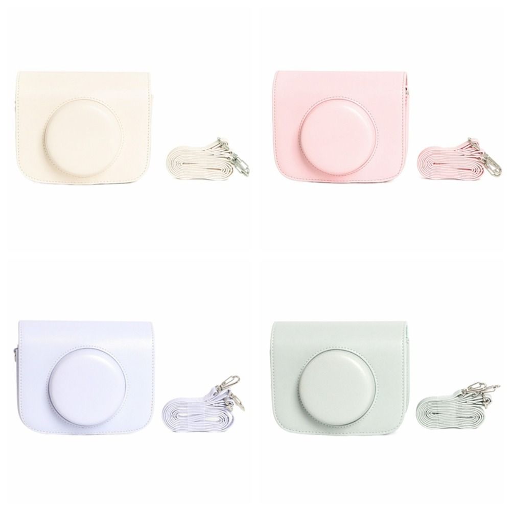 PU Leather Instant Camera Case Anti Scratch with Shoulder Strap Storage Bag Shockproof Portable Protective Cover for Popoto