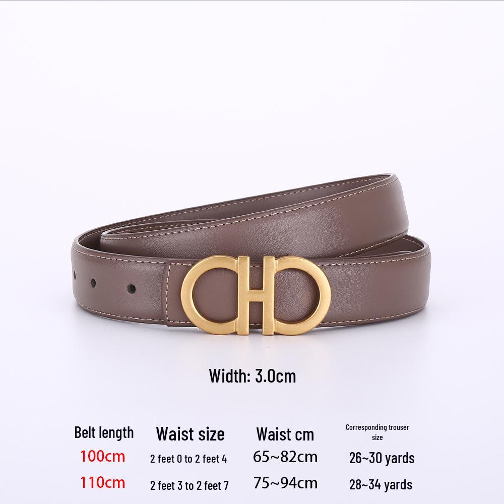 Women's Genuine Leather Casual Belt - Versatile Decorative Accessory for Jeans