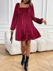Elegant Spring Velvet Square Neck Backless Dress for Women