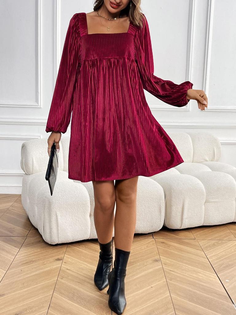 Elegant Spring Velvet Square Neck Backless Dress for Women